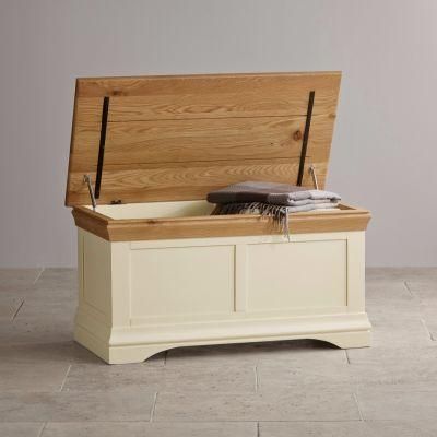 Painted White Oak Solid Wood Blanket Storage Box