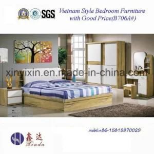Vietnam Wooden Bed with Leather Modern Bedroom Furniture (B706A#)