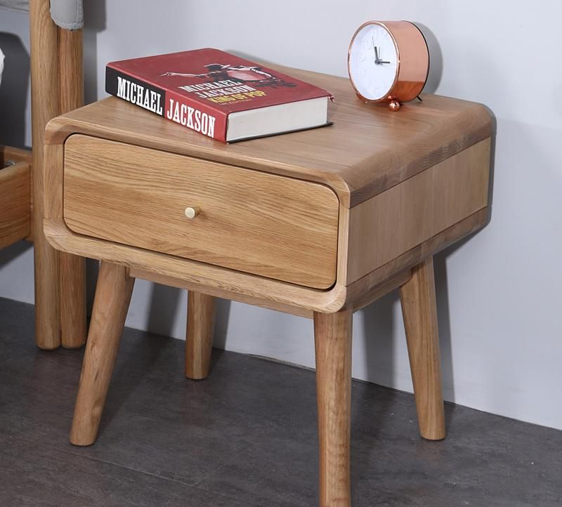 Modern Minimalist Solid Wood Nightstand Creative Home White Oak Nightstand 0102