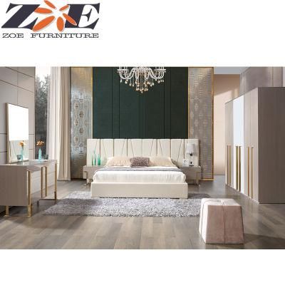 Foshan New Model MDF High Gloss Painting Bedroom Furniture with Hardware Leg and Soft Headboard