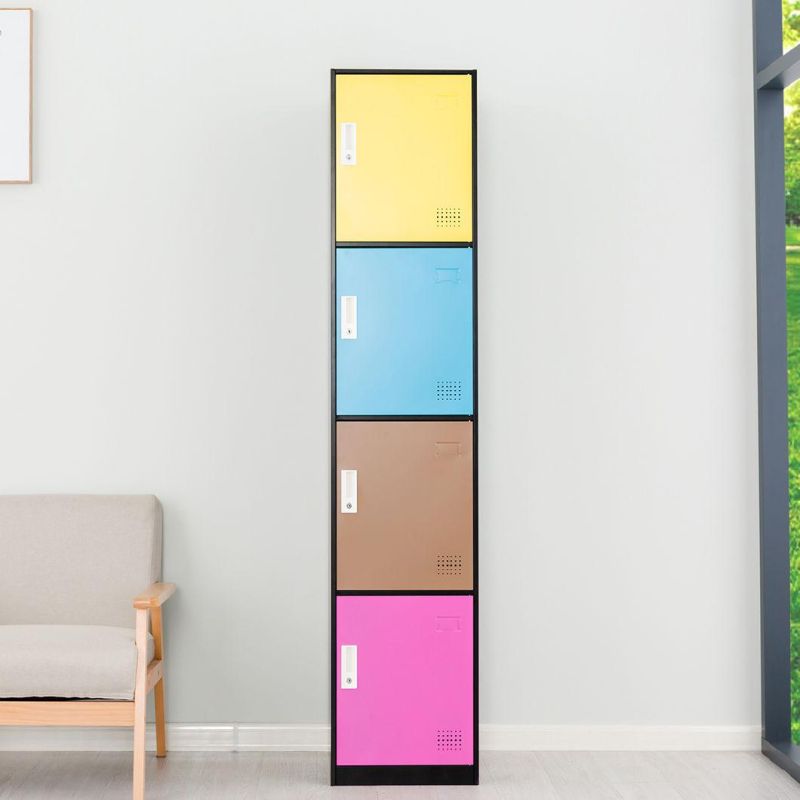 Colorful 4 Door Lockable Lockers Customized Metal Steel Storage Locker Customized Color