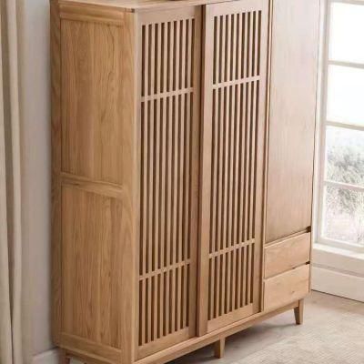 Simple Japanese Solid Wood Sliding Door Wardrobe