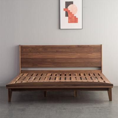 Nordic Minimalist Modern Cherry Master and Guest Bedroom Black Walnut White Oak Double Bed 0018