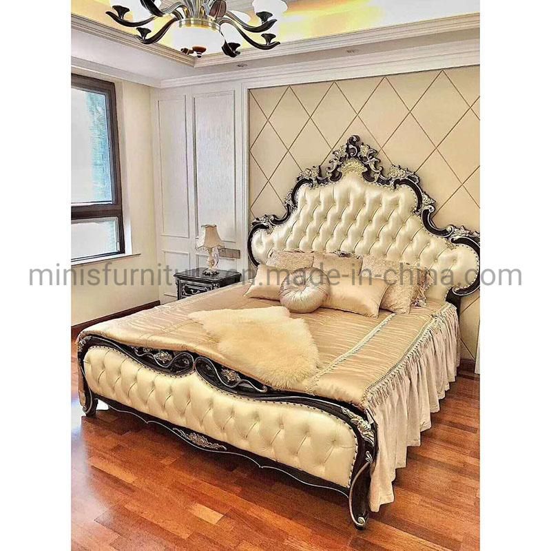 (M-CB52) Beautiful Vintage Wood Bed with Leather Made in China