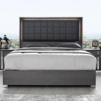 Nova Guangdong Home Furnishing King Queen Double Single Size Golden Wooden Panel Bed
