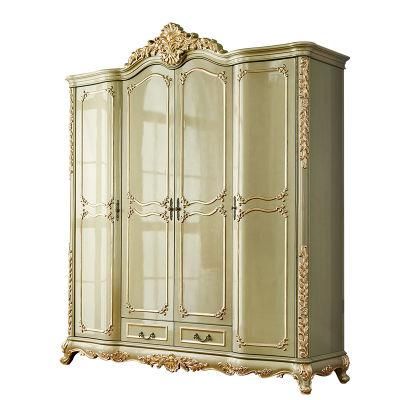 Optional Color Wood Carved Wardrobe for Classic Bedroom Furniture