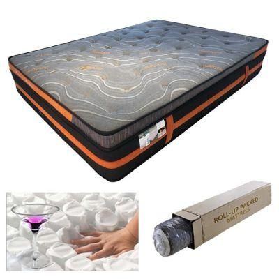 Colchon 34cm Anti-Mite Comfortable Fabric Vacuum Roll up Pocket Spring Mattress in a Box