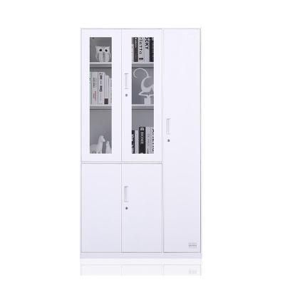 Multi-Function 5 Doors Metal Storage Wardrobe Cabinet with Glass Doors