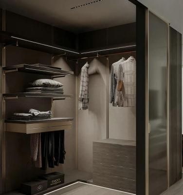 Customized Design Open Cloakroom Aluminum Glass Door Wardrobe Sets