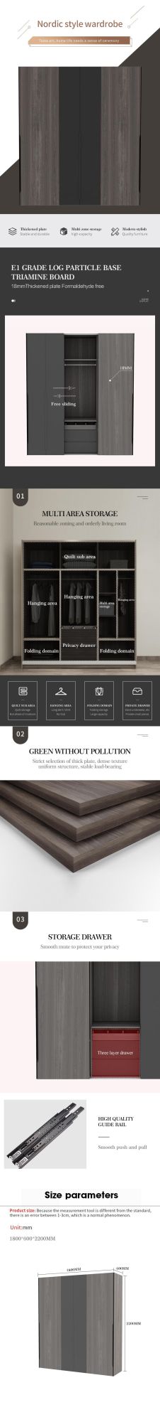 MDF Plywood Walk in Closet Hotel Clothes Wooden Bedroom Wardrobe