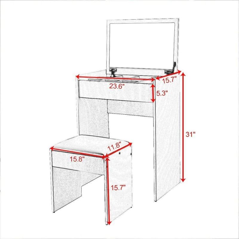 High Quality Dressing Table with Stool and Triple Mirror for 20120