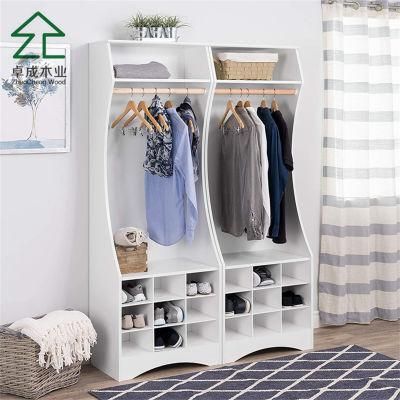 White Color MDF Faced Melamine Cabinet Carcass Wardrobe