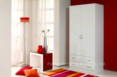 Simple Flat Melamine Swing Wardrobe in White Color (HF-WB027)