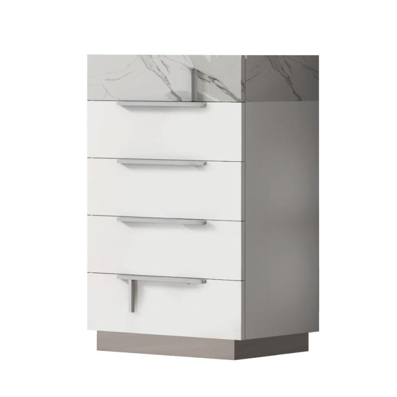 Nova 2110jaa005 MID-Century Style White & Grey Stripes Marble Finish Bedroom Suites Furniture