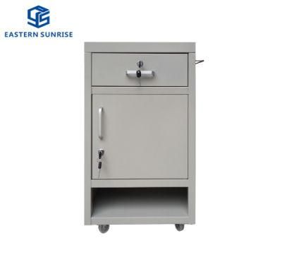 Movable Beside Table with Lockable Drawer&Cabinet