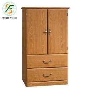 Experienced Manufacturer Modern Wood Wardrobe with Two Drawer, Oak Finish