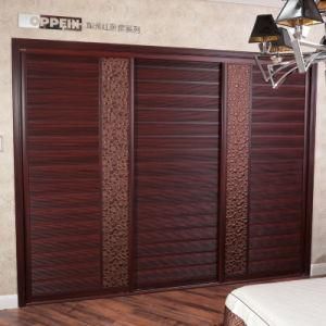 Oppein Modern Brown PVC Core Sliding Wardrobe (YG21337)