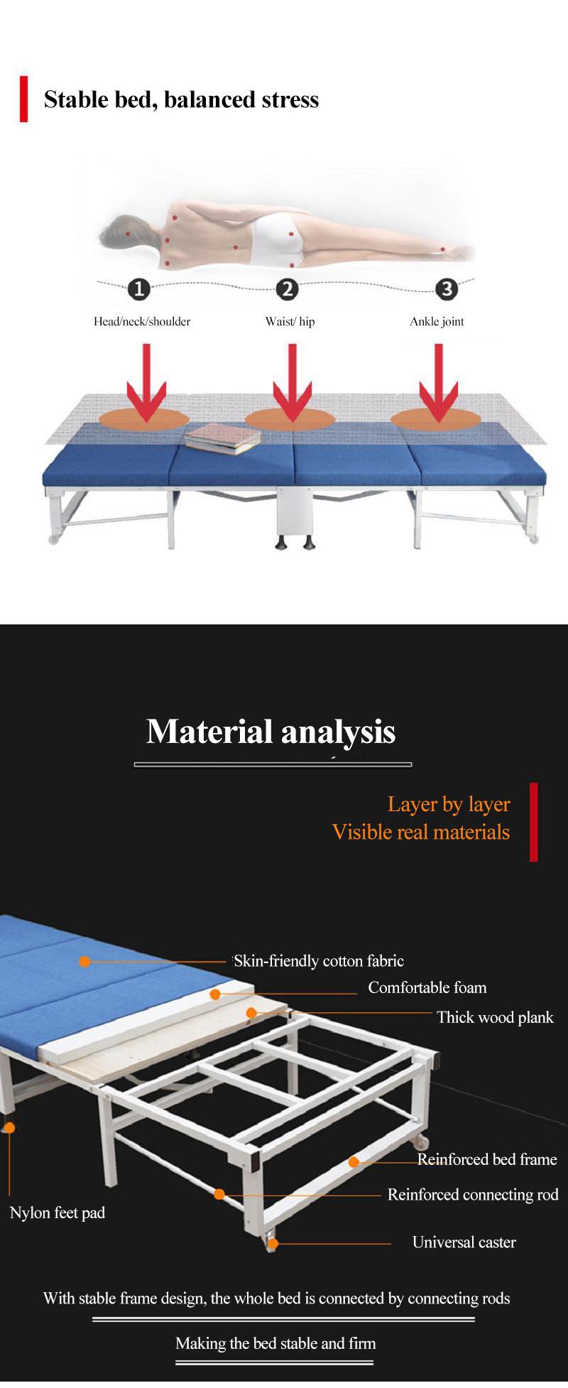 Wholesale Folding Mattress Bed Multifunction Movable on Wheels Bedroom Furniture