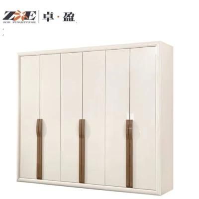 Modern Home Furniture Luxury Cabinet Bedroom Furniture Storage Closet Wooden Wardrobe with Six Doors
