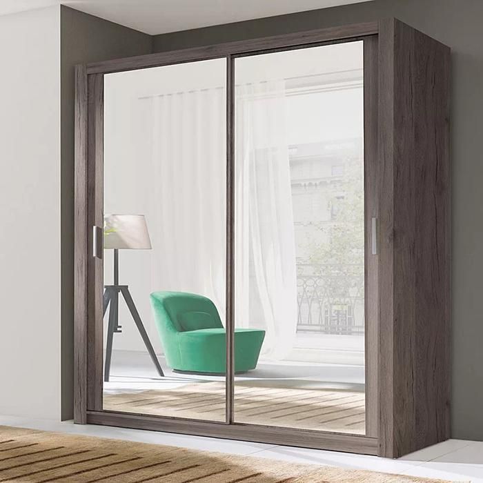 Modern Bedroom Wooden Build in Wall Wardrobe with Sliding Mirror Door (HF-WF07091)
