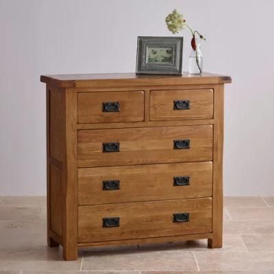 Rustic Vintage Oak Solid Wood 2+3 Drawer Chest