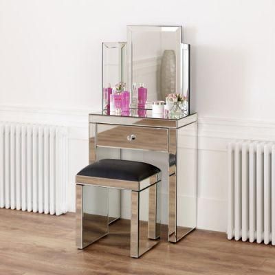 Simple Style Hot Sale 2 Drawer Mirrored Dressing Table Stool