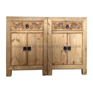 Chinese Antique Furniture Solid Pine Wood Bedside