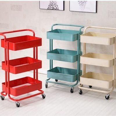 3-Tier Metal Utility Rolling Cart Home Kitchen Storage Cart Trolley
