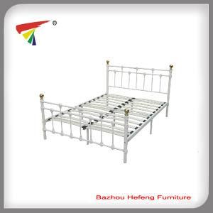 Wood Slats Double Bed Frame Metal Furniture (HF094)