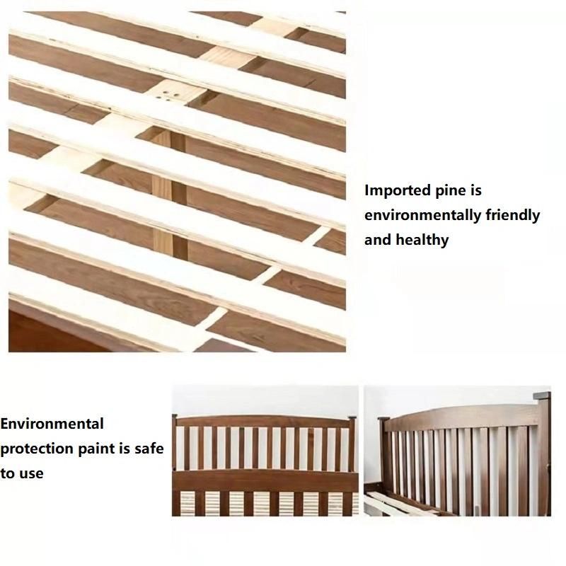 Modern Simple Bedroom Family Furniture Double Solid Wooden Vertical Bed