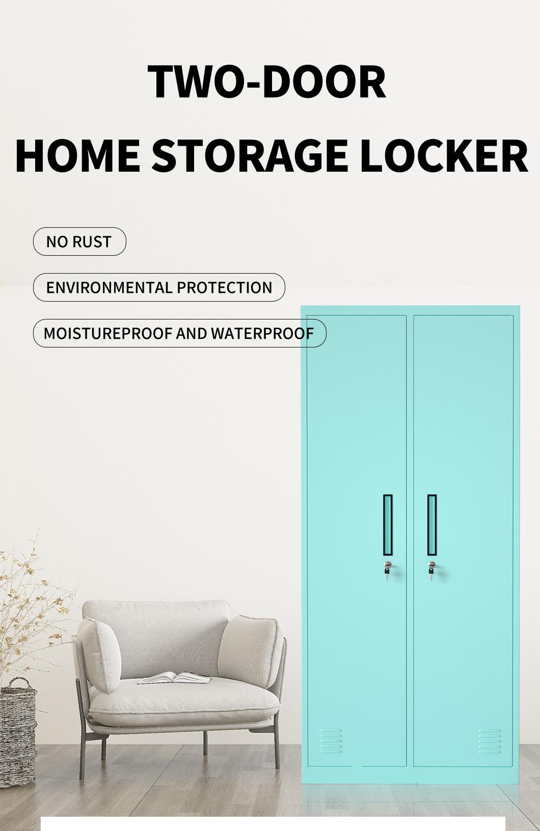 Cheap Steel Cloth Almirah Cabinet Bedside Locker Design Metal 2 Door Storage Wardrobe