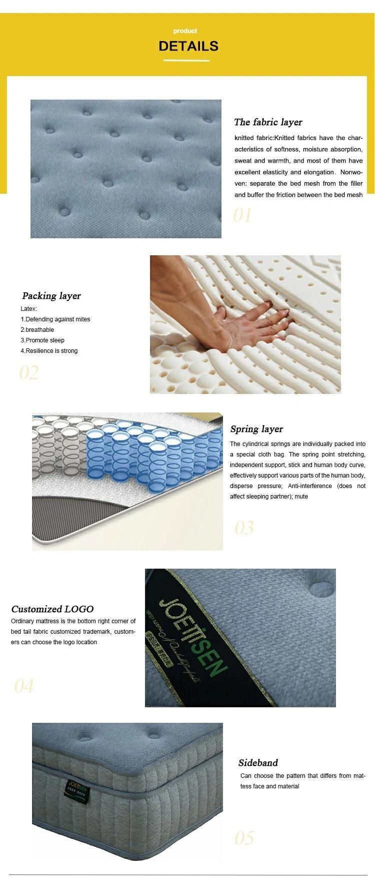 Royal Luxury Natural 100% Latex Foam Pocket Spring Mattress for Wholesale