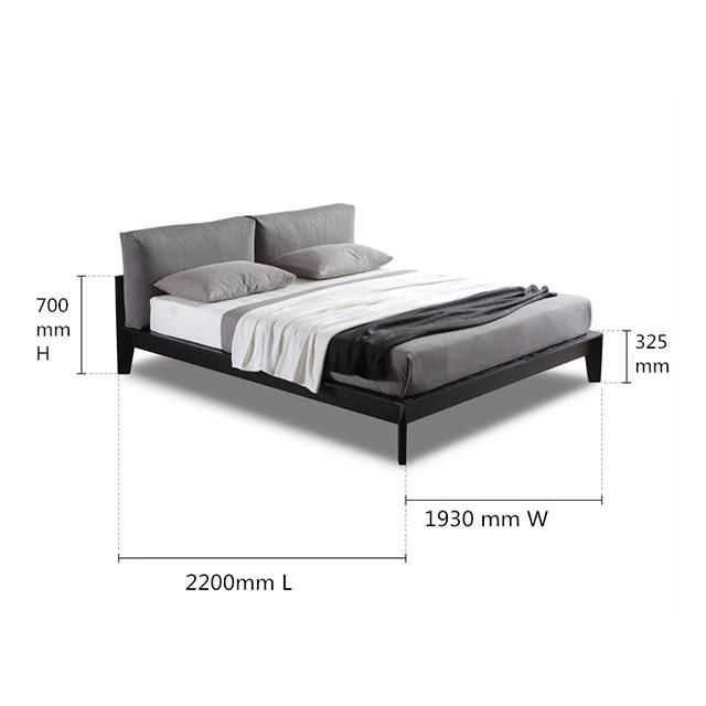 Nordic Ash Solid Wood Frame with Fabric Bed Furniture for Bedroom