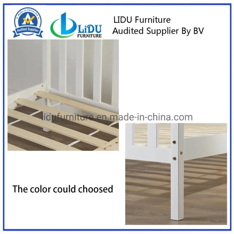 White Bed Frame Wood Platform Bed with Headboard Slatted Footboard