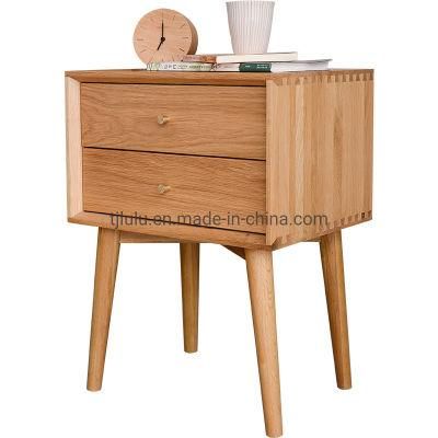 Modern Bedroom Small Nightstand Solid Wood Bedside Table Cabinet Side Table with 2 Drawers