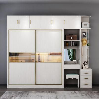 Italian Simple Sliding Door Dresser Combination Wardrobe
