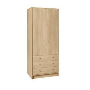 Customized Modern 2 Door MDF Wooden Furniture Wardrobe with 3 Drawers