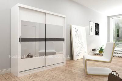 Popular Warm White Bedroom Mirror Sliding Door Wardrobe (HF-EY023)