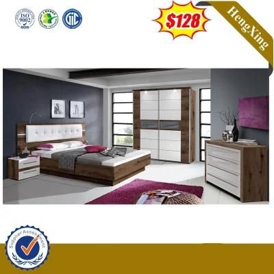 Competitive Price MDF Wooden Bed with White Headboard Bedroom Furniture Sets