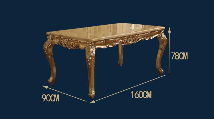 Wood Dining Table Chair Rectangle 6 People Dining Table Luxury Champagne