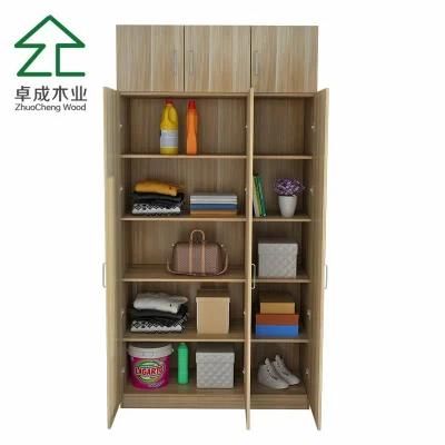 Three Doors Oak Color Wardrobe with Top Cabinet