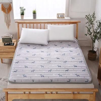 Quilted Mattress Pad Soft Fluffy Pillow Top Mattress Cover Down Alternative Fill Topper 60 100% Cotton Folding Mat