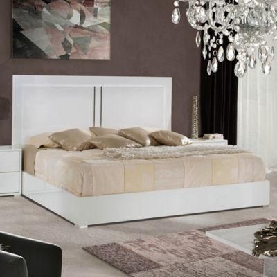 Nova Nordic White Queen Size Bed with Chrome Accents Decoration