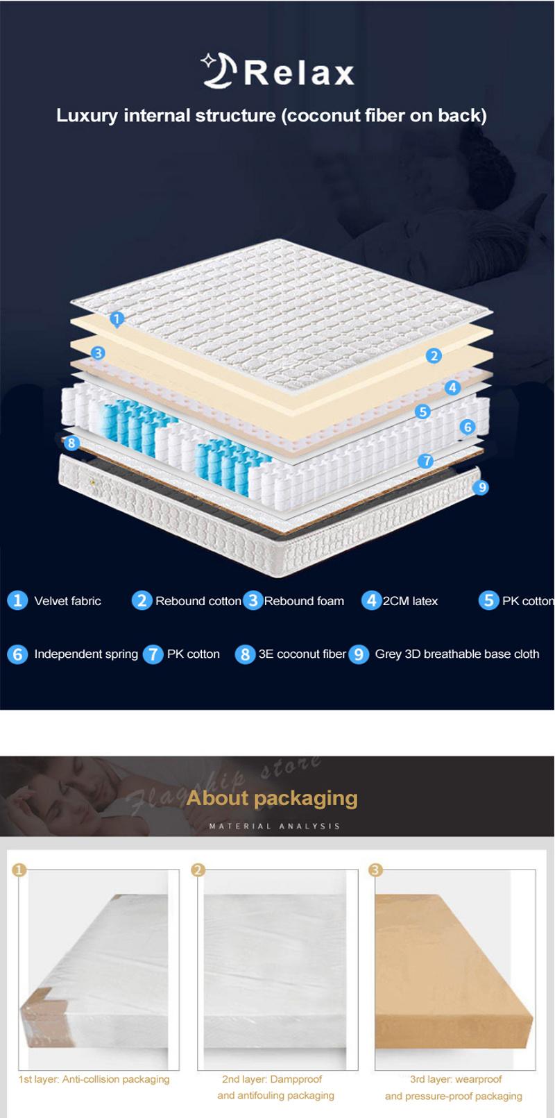 Luxury Latex Layer Mattress Innerspring Compressed for Double Bed