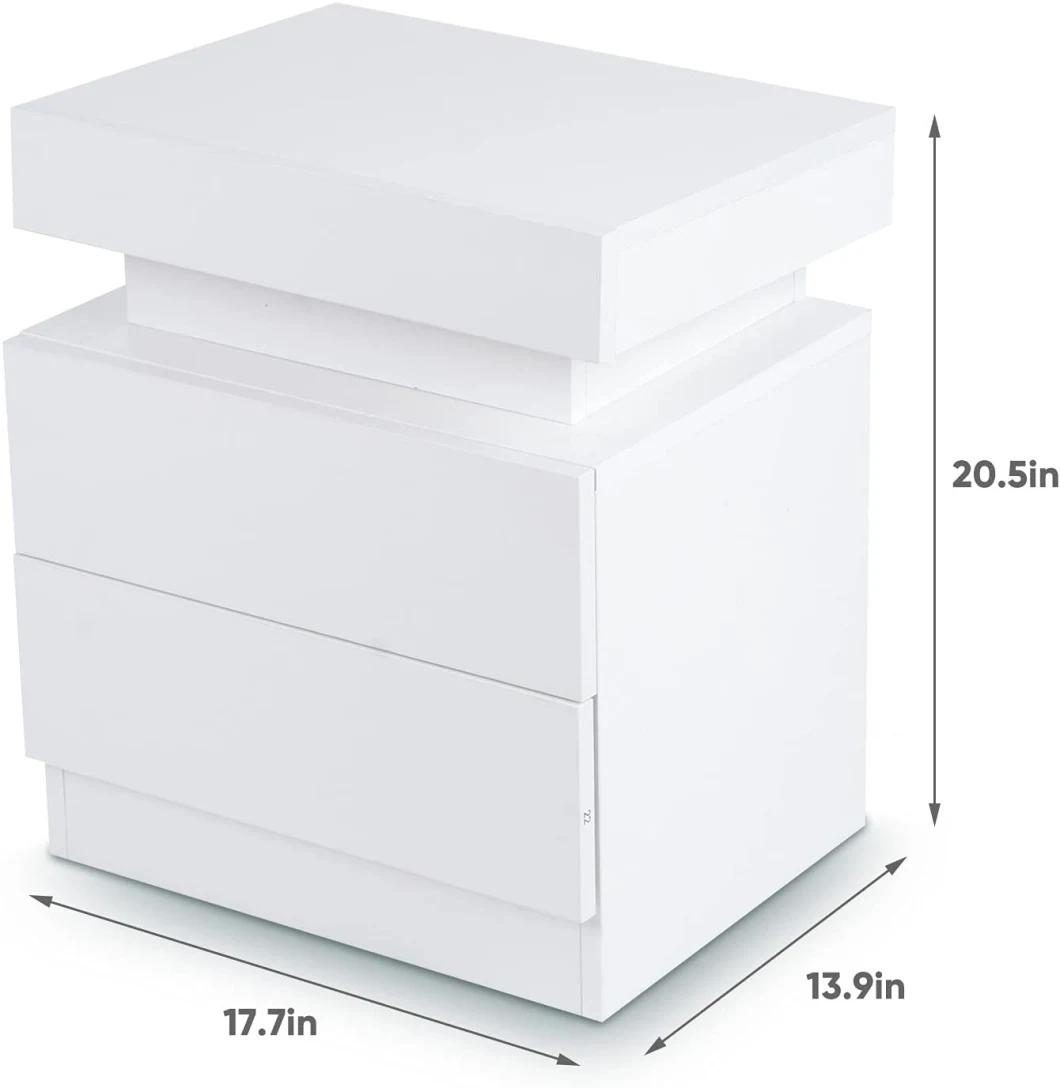 Most Popular Bedside Table Nightstand Side Table with Colorful LED Light for Living Room