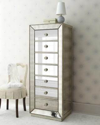 HS Glass New Style 5 Drawers Venetian Mirrored Tallboy