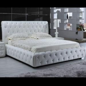New Design Elegant Soft Bed Genuine Leather Bedroom Furniture (A688)