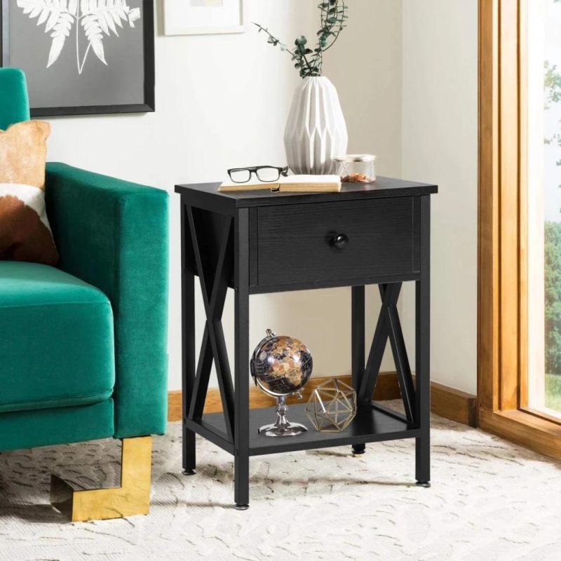 Nova 1 Drawer Night Stand End Table with Bin Drawer