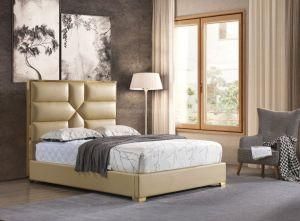 Beige Colour Hotel Bedroom Set with Leather King Bed