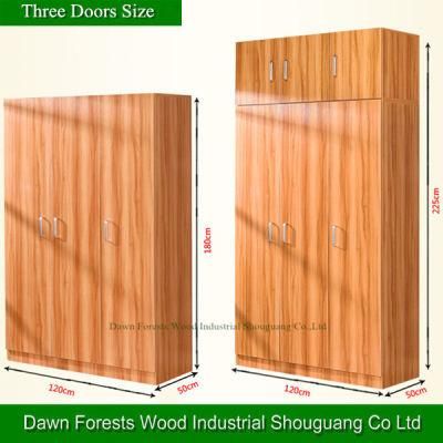 Three Doors Melamine Color Panel Cloth Wardrobe